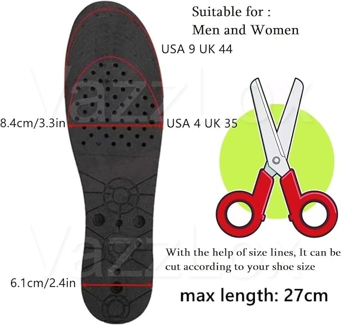 Height Increase Insoles for Men & Women Soft 4-Layer Height Hoppers for Men Comfortable Breathable & Adjustable Height Insoles for Men Lift Up To 9cm Height Booster Shoe Heel Orthotic Soles