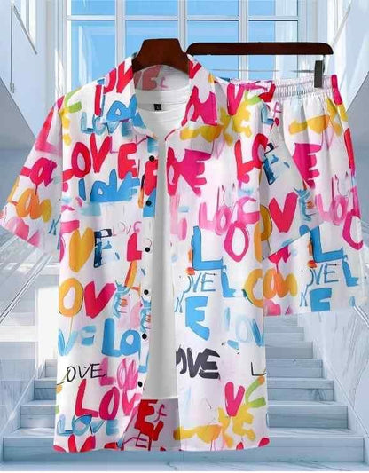 Casual Summer Shirt Set Heart English Two-piece Co-ord Set (Holi OutFit Be Like) ❤️