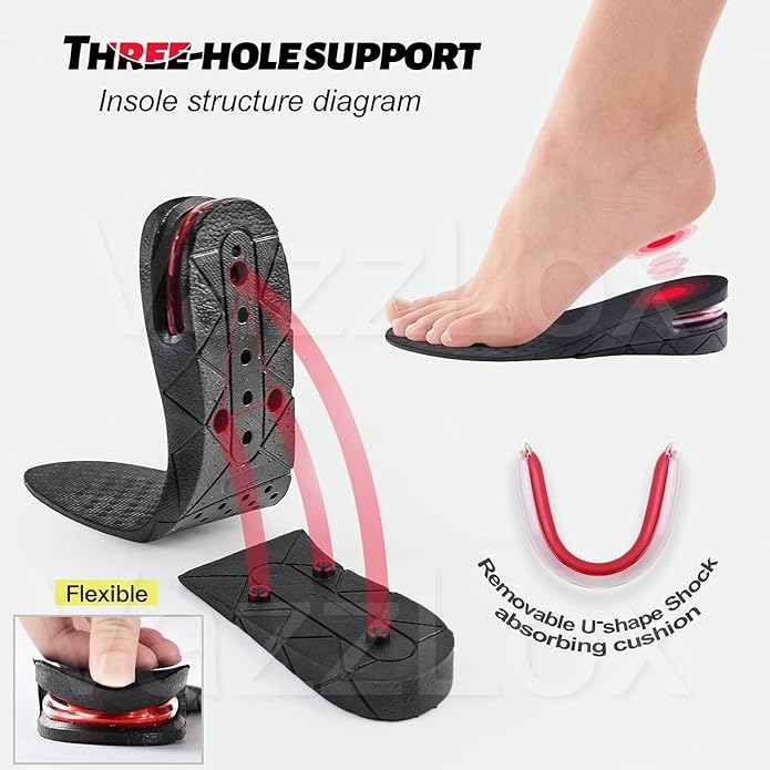 Height Increase Insoles for Men & Women Soft 4-Layer Height Hoppers for Men Comfortable Breathable & Adjustable Height Insoles for Men Lift Up To 9cm Height Booster Shoe Heel Orthotic Soles