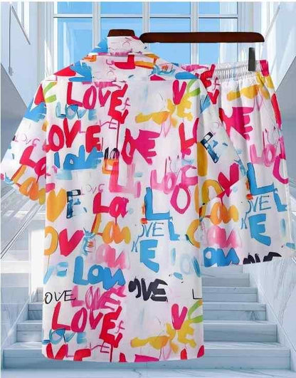 Casual Summer Shirt Set Heart English Two-piece Co-ord Set (Holi OutFit Be Like) ❤️